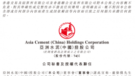 盧偉杰辭任亞洲水泥(中國(guó))公司秘書(shū)及授權(quán)代表