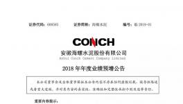 海螺水泥2018年業(yè)績(jī)預(yù)增100% 或達(dá)300億元