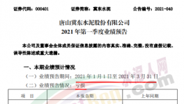 冀東水泥預(yù)虧！一季度凈利潤虧損4000–6000萬元！