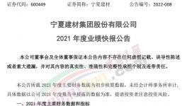 寧夏建材業(yè)績快報：2021年凈利同比下降16.96%！